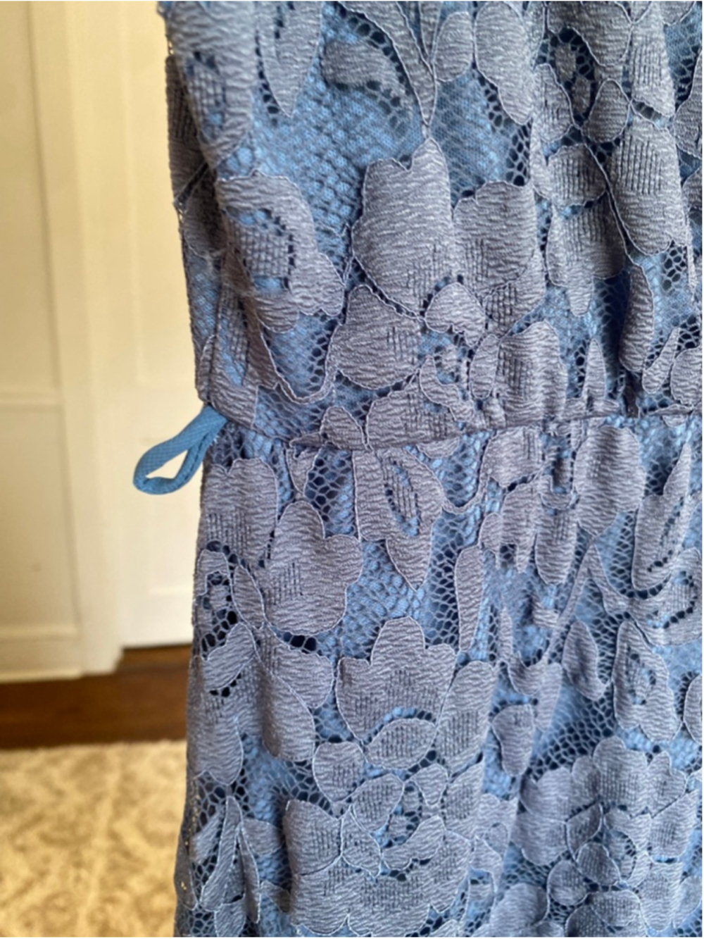 Pinkblush Blue Lace Maxi Dress Maternity Empire Waist Romantic Feminine Coquette - Picture 4 of 8